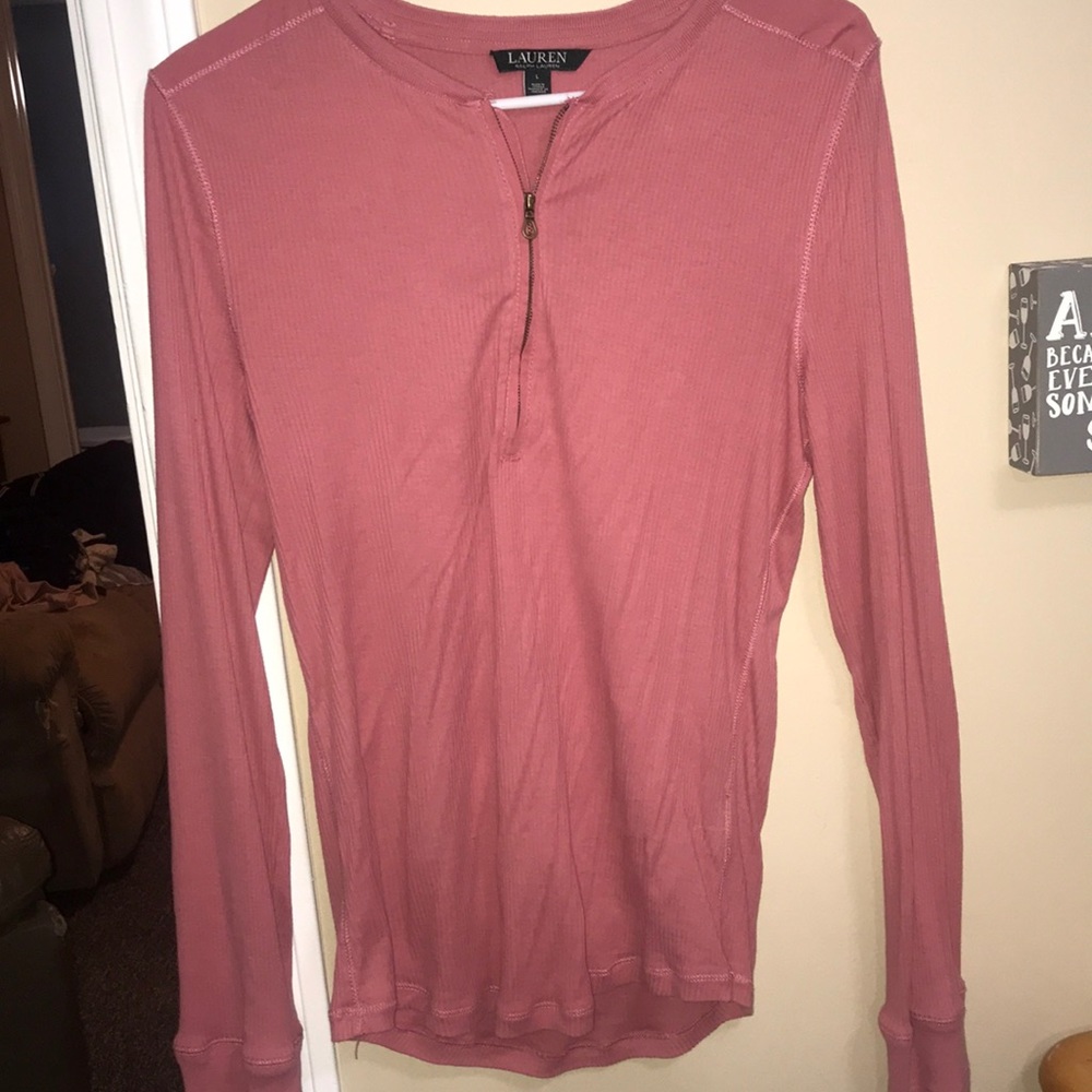 Pink long sleeve metal zipper